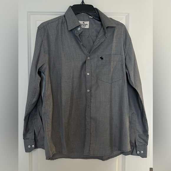 Abercrombie Fitch London Muscle Button Down Shirt Long Sleeve gray Mens M preppy - Picture 1 of 5